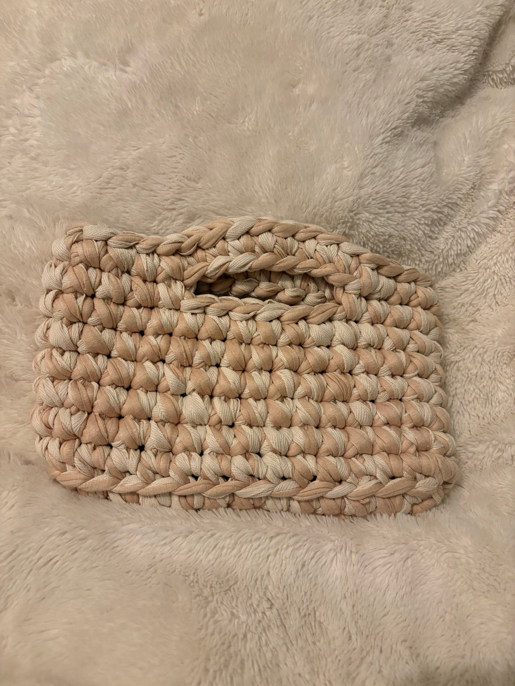 Textured Beige Shopper Tote