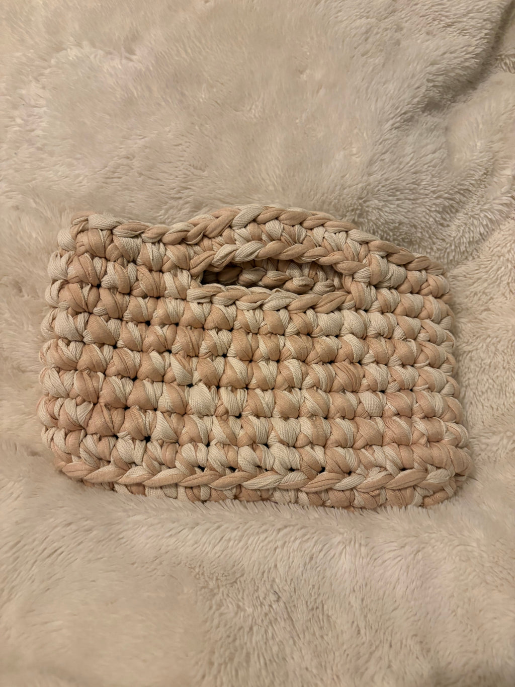 Textured Beige Shopper Tote