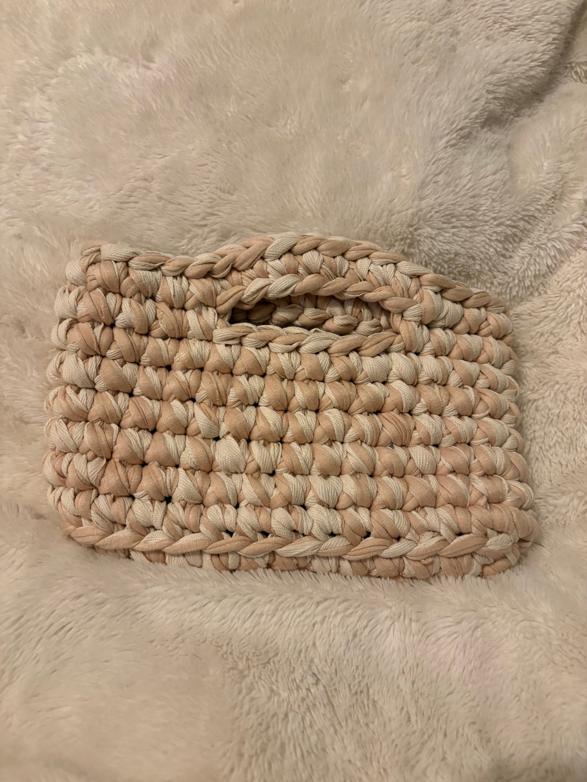 Textured Beige Shopper Tote
