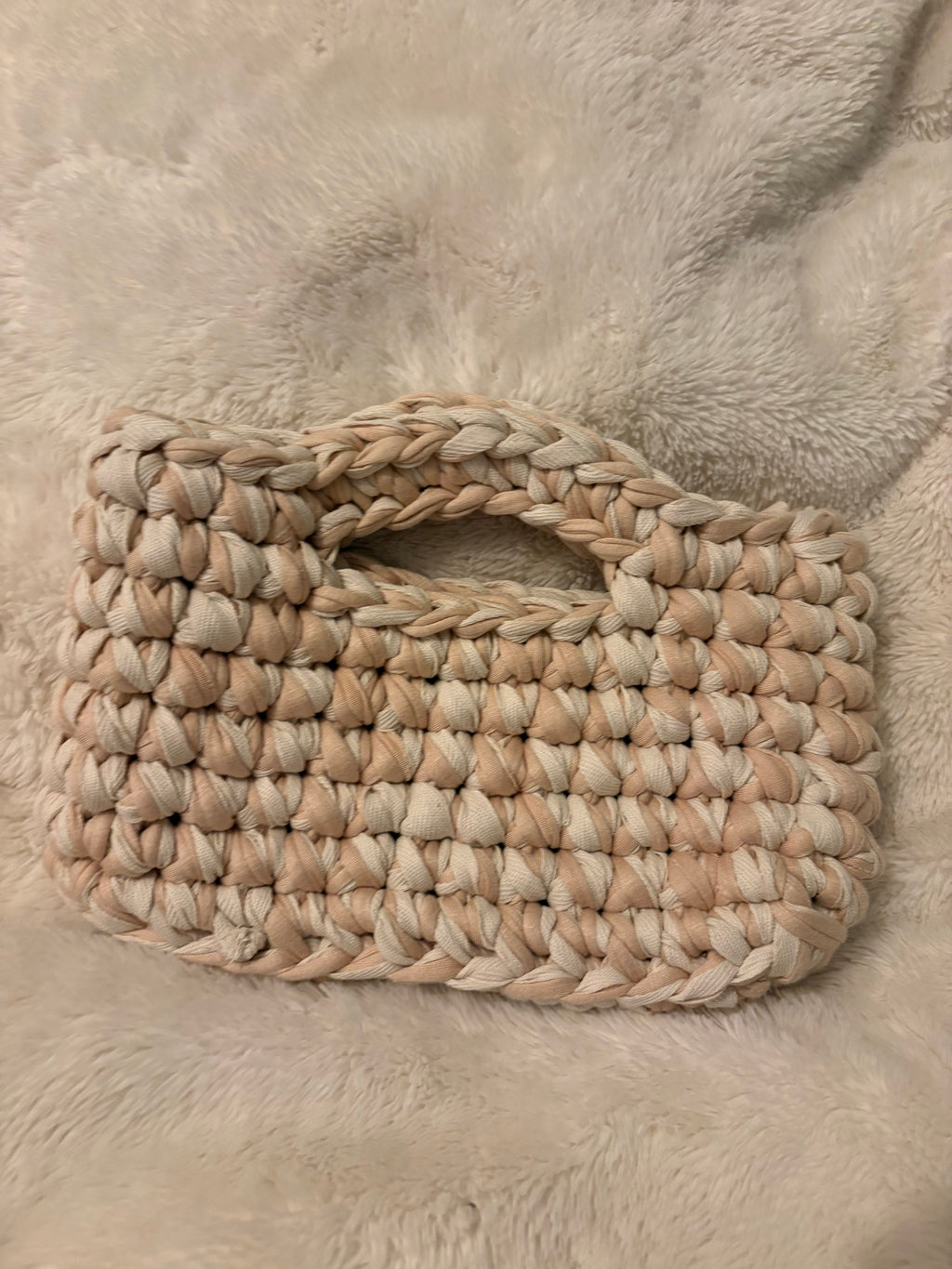 Textured Beige Shopper Tote